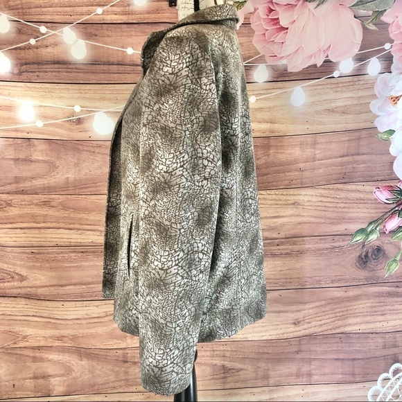 Chico's Wild Animal Instinct Scuba Shiitaki Open Front Jacket Size Large New - Picture 5 of 12